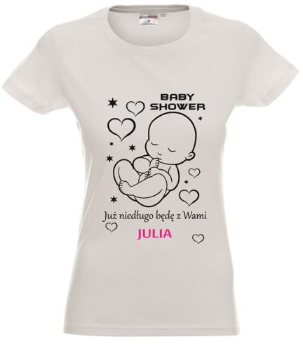 Koszulka Baby Shower biała